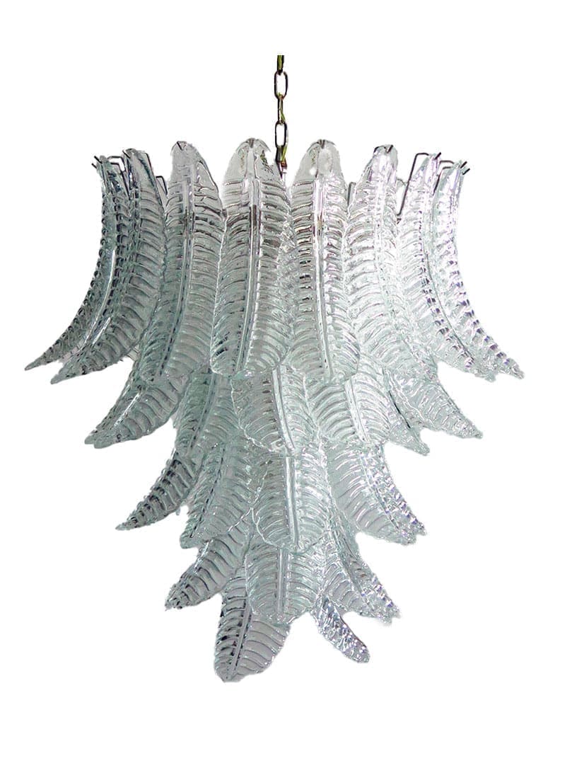 Murano Lysekrone - 52 glasblade - Klar Krom blank