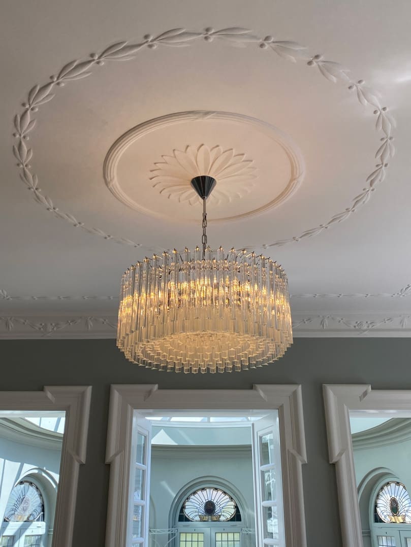 Murano Lysekrone - Triedri Rund - 265 Prismer - Klar Krom blank