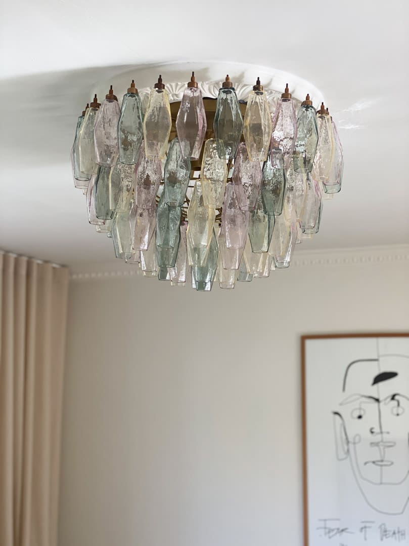 Murano Loftslampe - Poliedri - 84 glas - Multi Mat guld patineret