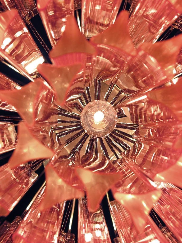 Murano chandelier - Triedri - 107 prisms - Pink