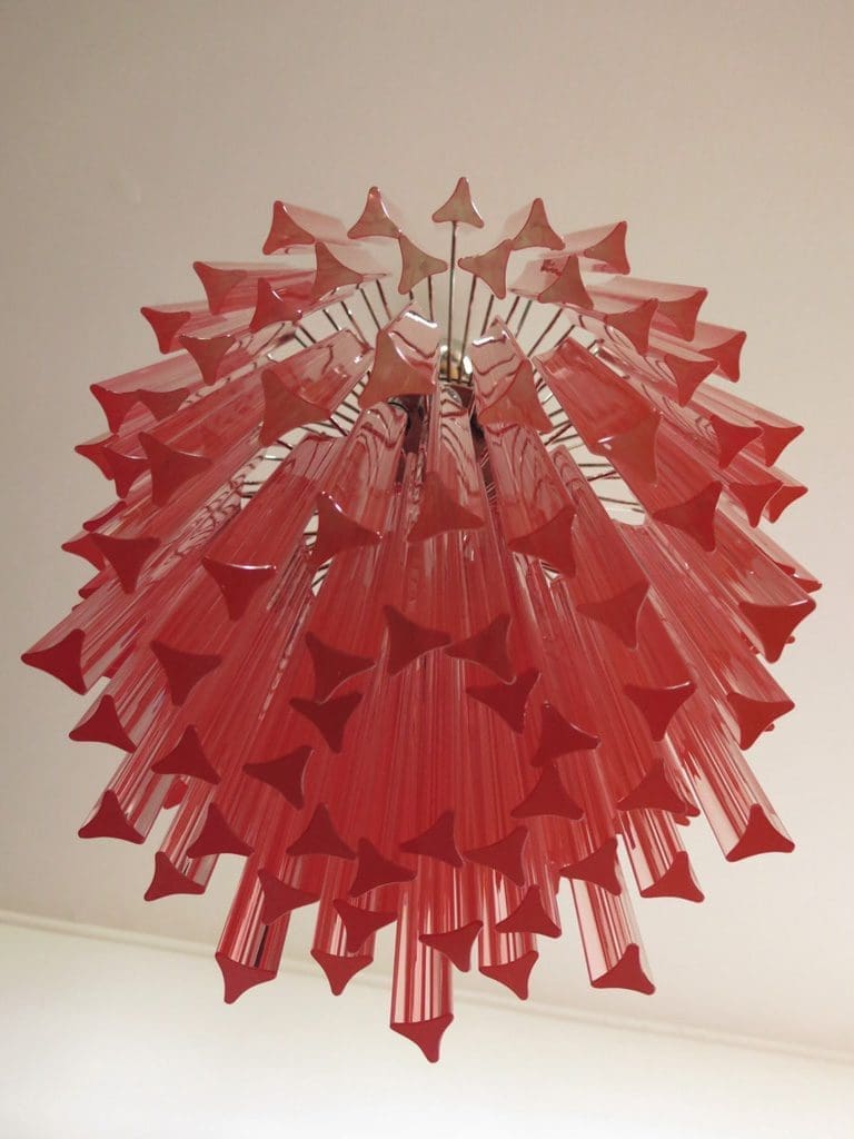 Murano chandelier - Triedri - 107 prisms - Pink