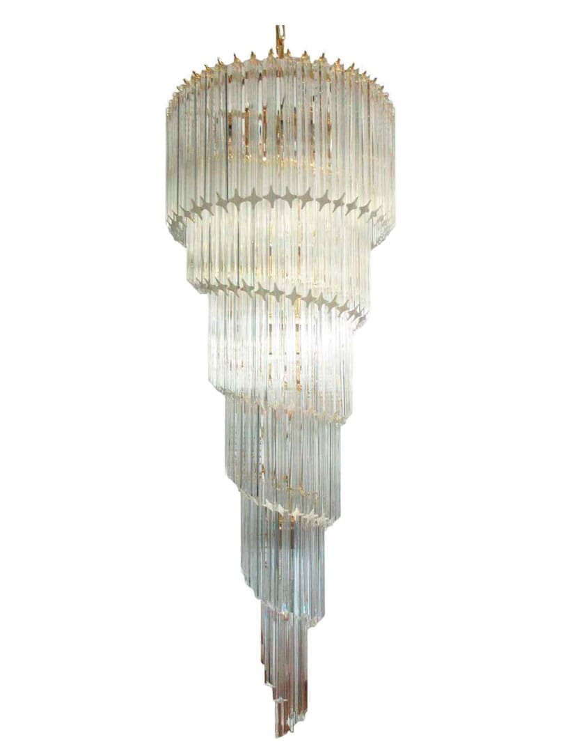 Murano Lysekrone - Spiral - 166 prismer - Klar Krom blank