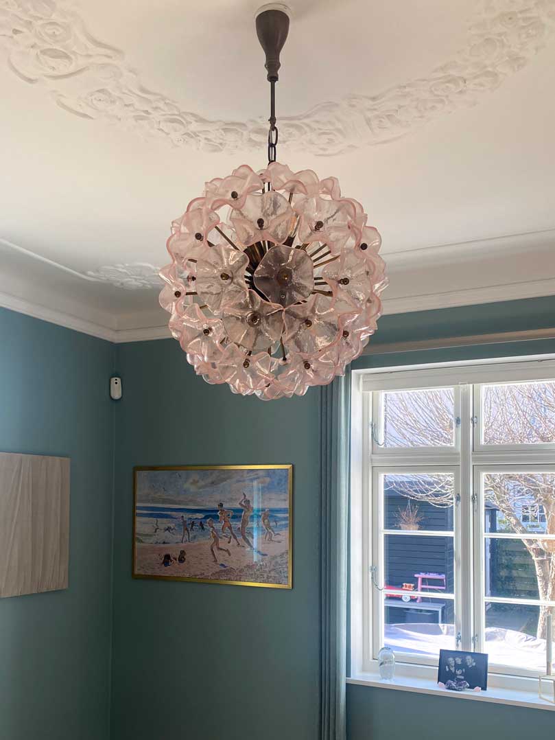 Murano Chandelier - Sputnik - Poppy - Pink