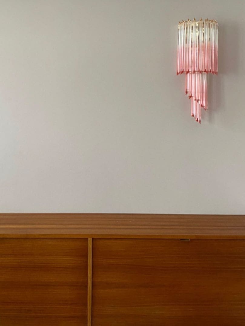 Murano - Væglampe - Quadriedri - Rosa/Fade Krom blank