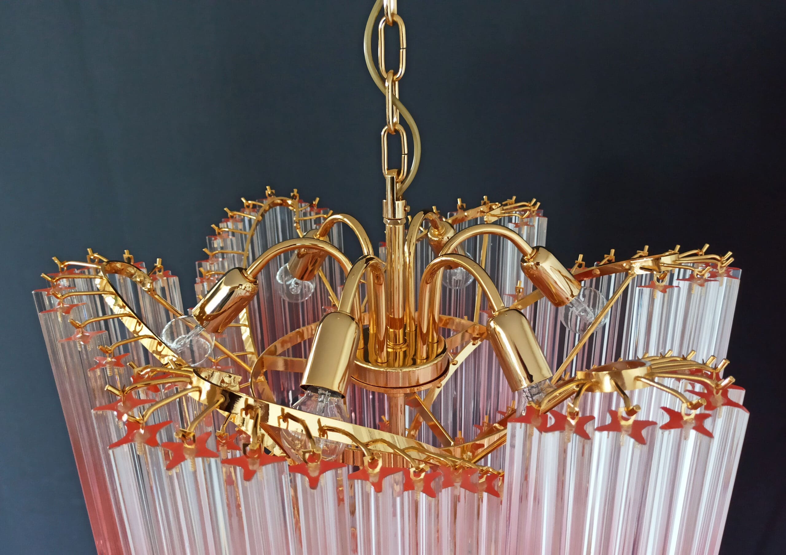 Murano Chandelier - Viennetta -114 prisms - Pink - Cherry Vintage