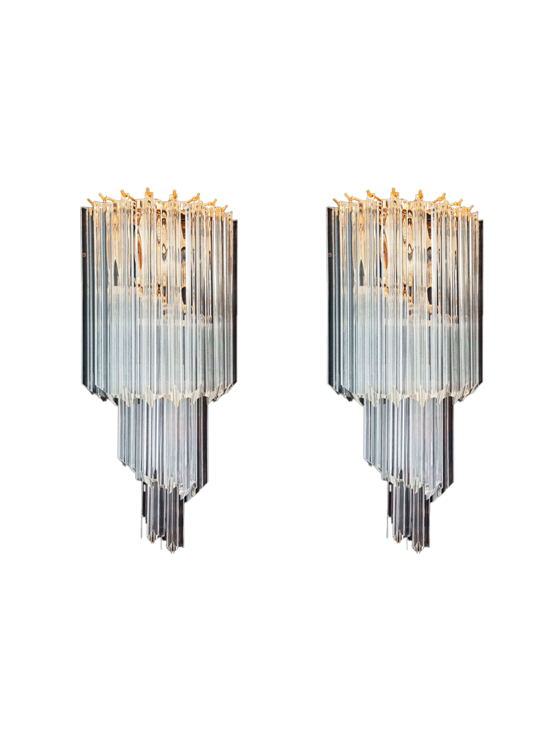 Murano v&auml;gglampa &ndash; Quadriedri &ndash; Klar Krom blank
