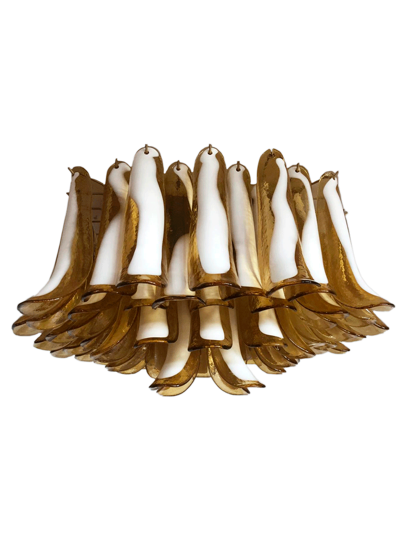 Murano Loftslampe - 64 Kronblade - Karamel Krom blank