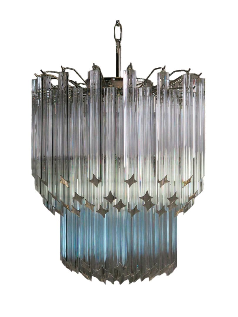 Murano Lysekrone - 107 prismer - Klar Krom blank