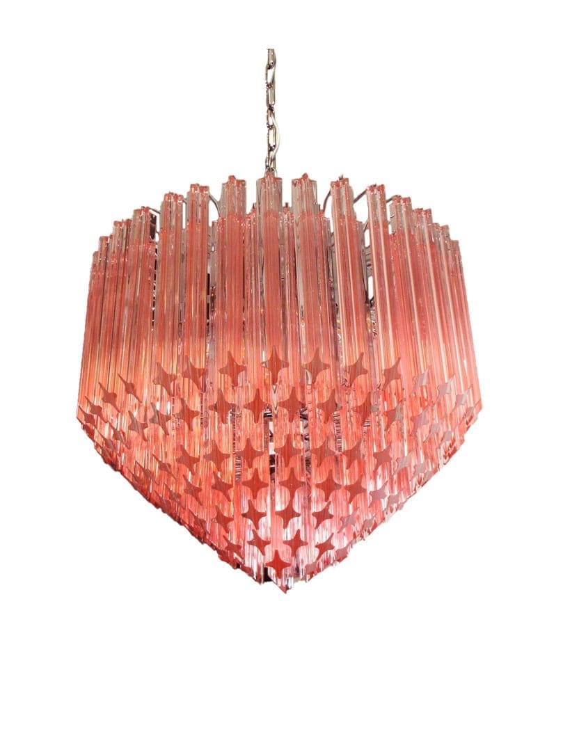 Murano Lysekrone  -  Spids  -  163 prismer  -  Rosa Krom patineret