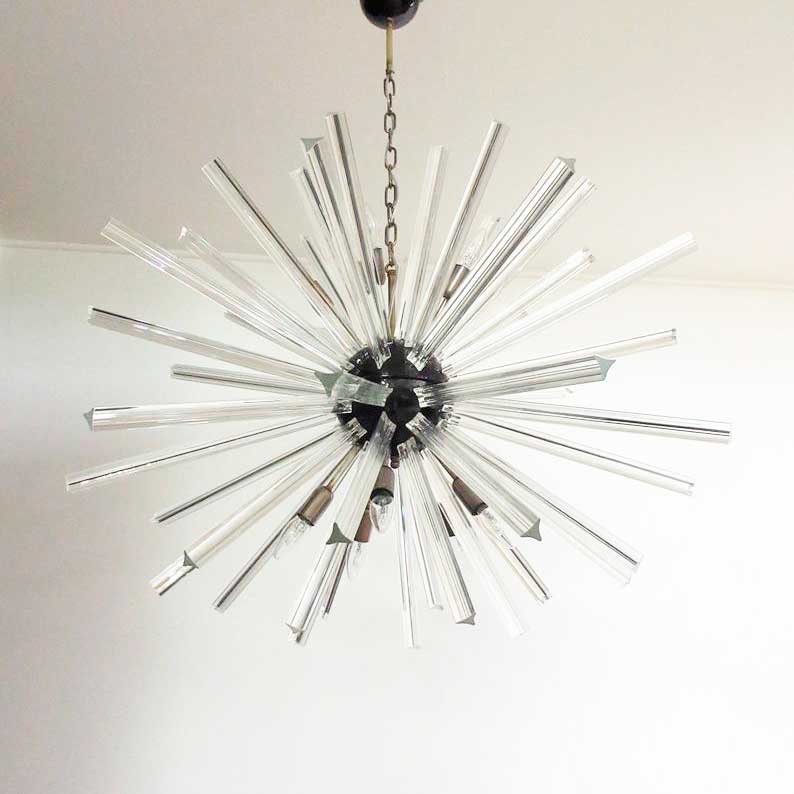 Murano Lysekrone - Sputnik - 50 prismer - klar Krom blank