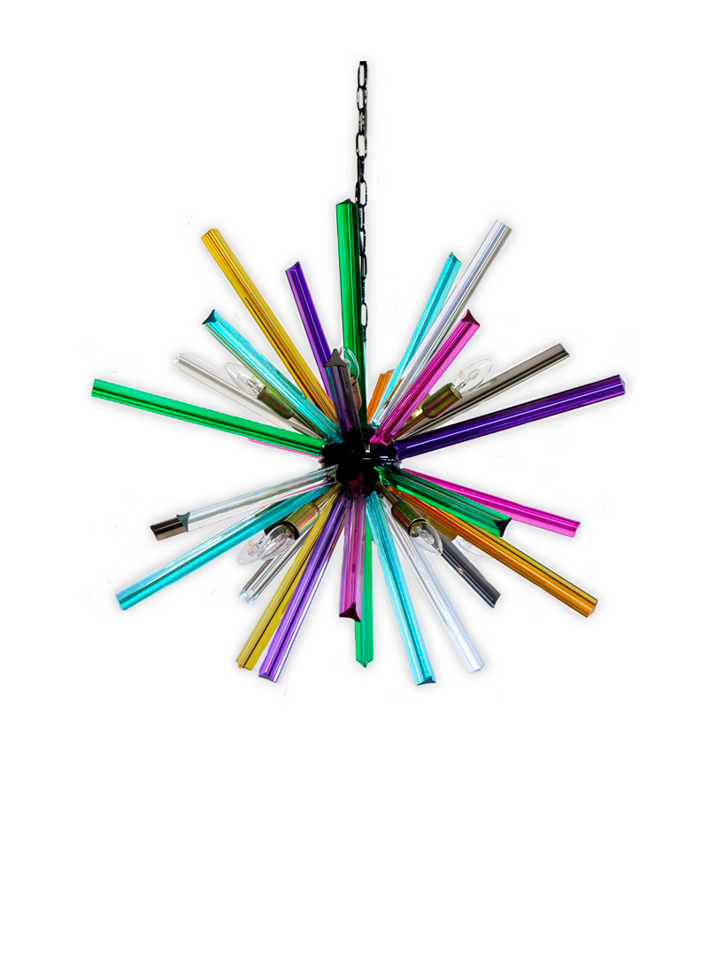 Murano Lysekrone - Sputnik - 30 prismer - Multi Krom blank