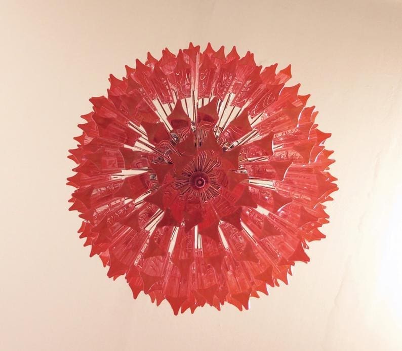 Murano Lysekrone - 184 prismer - Rosa