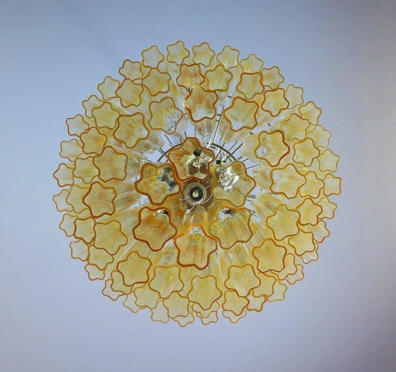 Murano Lysekrone - Gul - 78 tuber