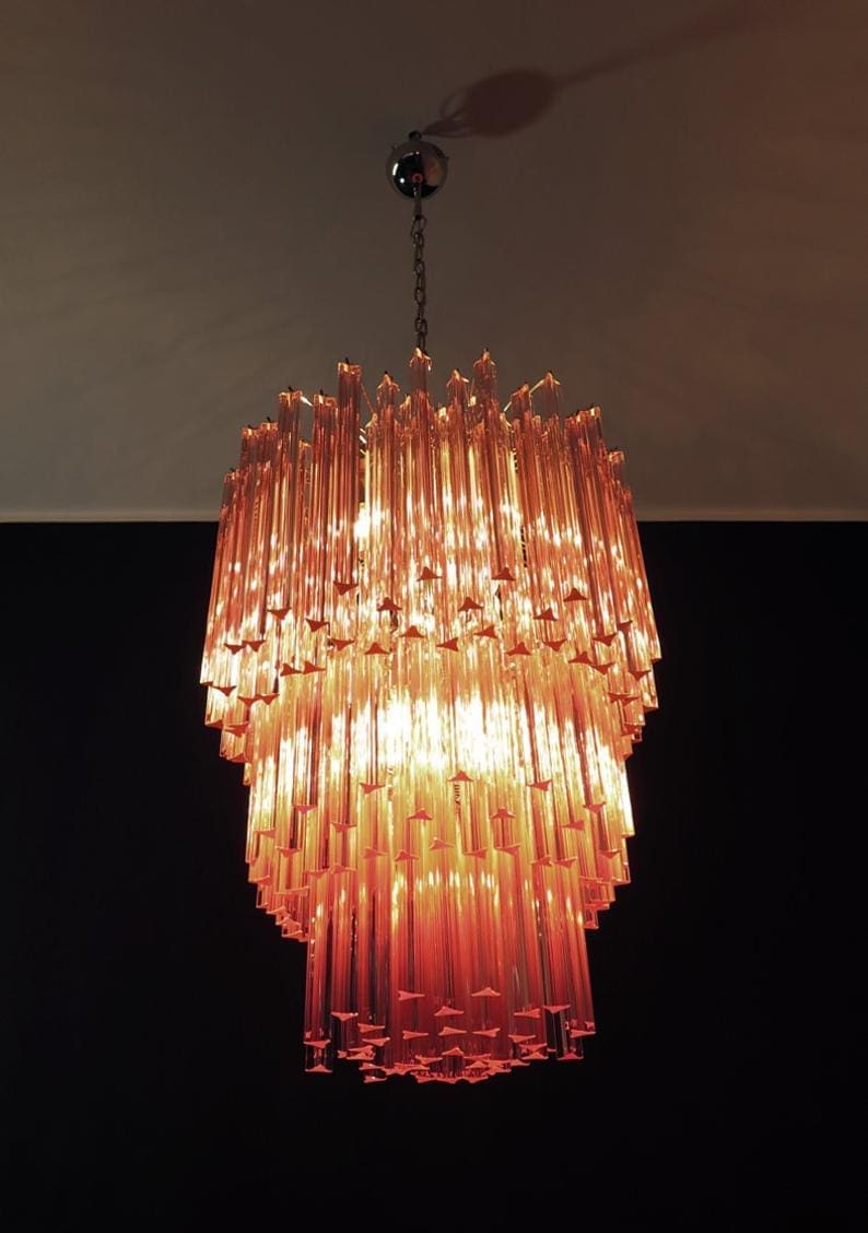 Murano Lysekrone - 184 prismer - Rosa