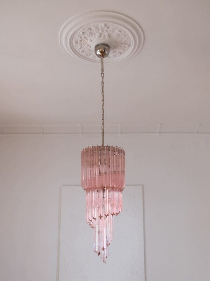 Murano Lysekrone - Spiral - 54 prismer - Rosa