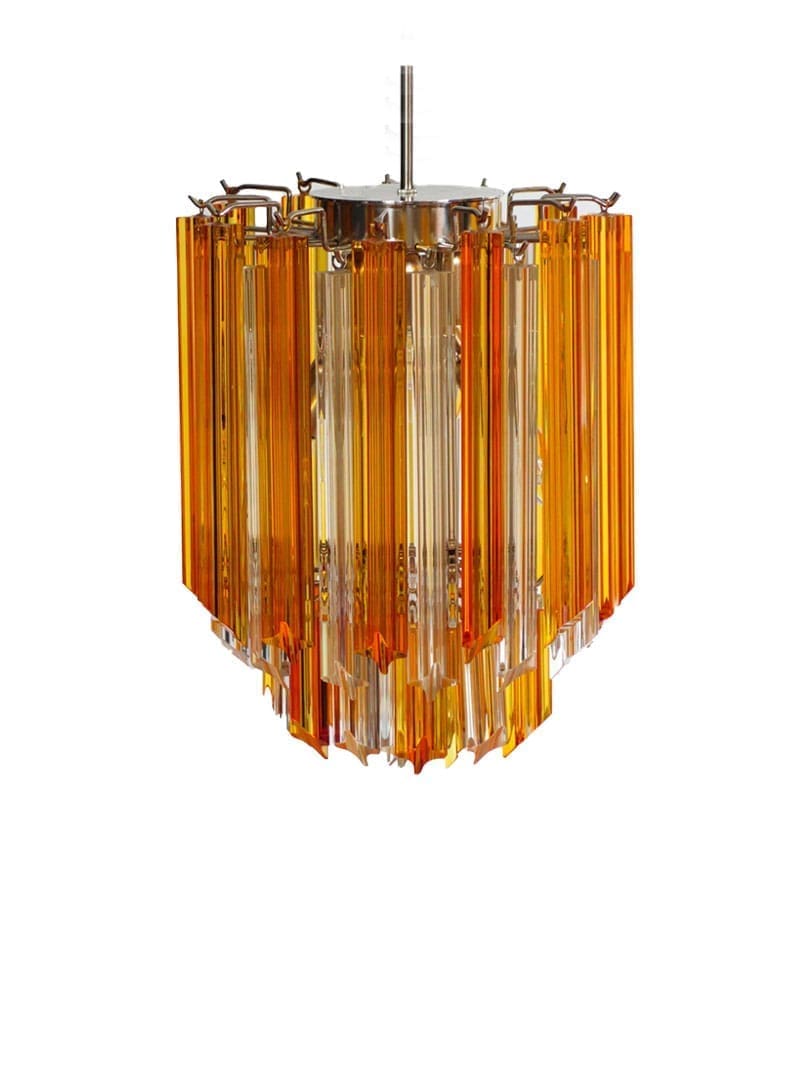Murano Lysekrone - 47 prismer - Rav/Klar Krom blank