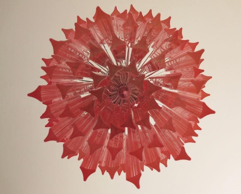 Murano ljuskrona - 107 prismer - Rosa