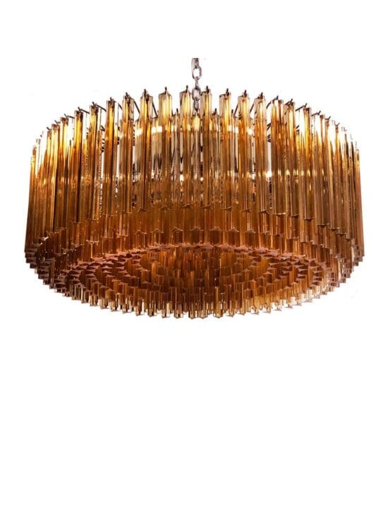 Murano ljuskrona - Triedri Runda - 391 prismer - bärnsten