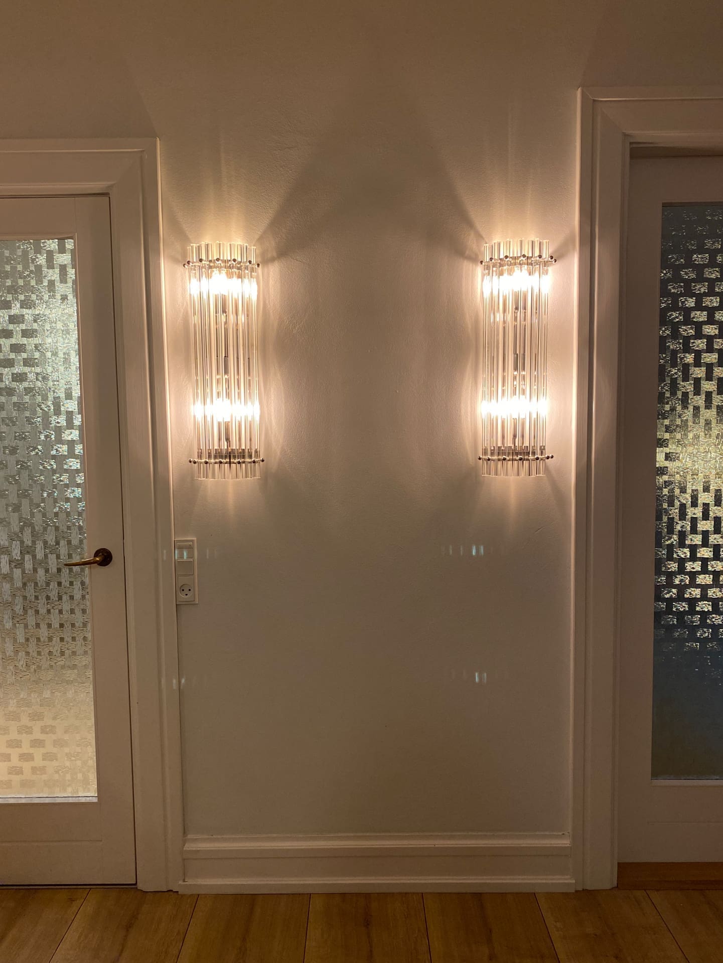 Murano - Væglampe - Klar - Kolonne Krom blank