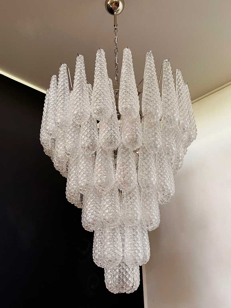 Murano chandelier - 75 glass leaves - Transparent