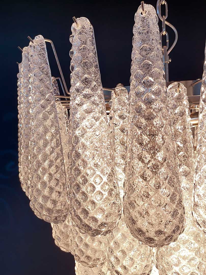 Murano chandelier - 75 glass leaves - Transparent