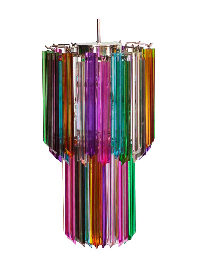 Murano chandelier - Quadriedri - 46 prisms - Multi
