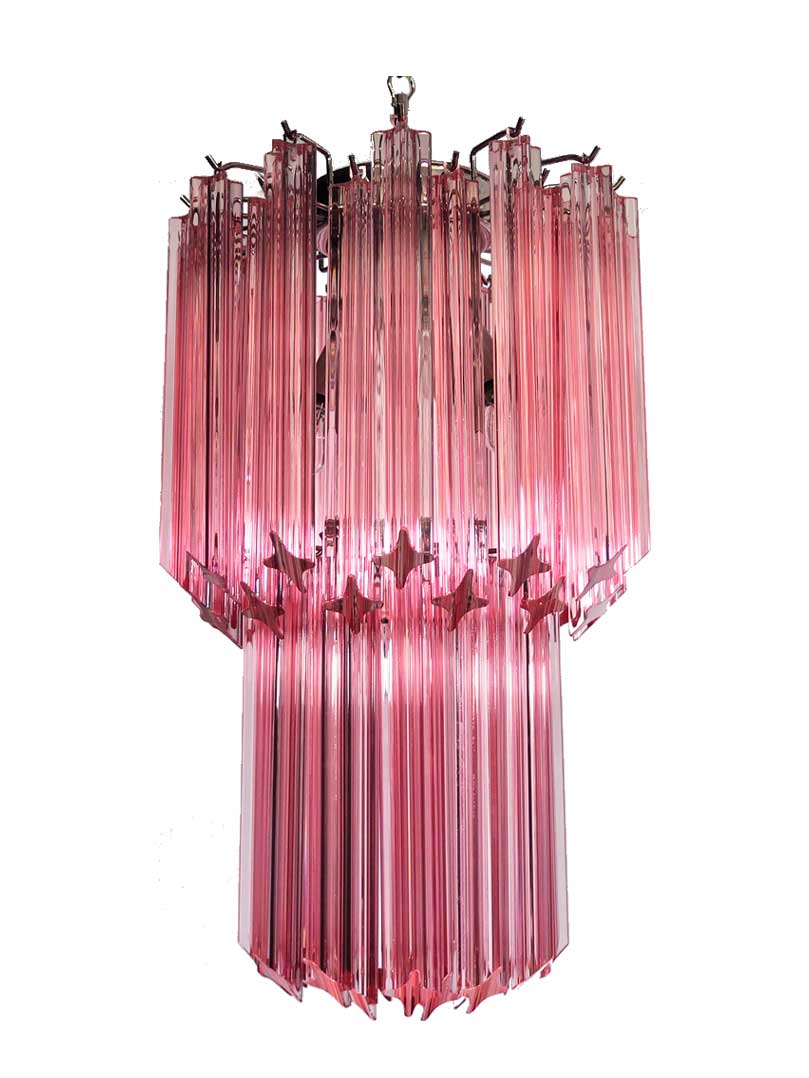 Murano lysekrone - 46 prismer - Rosa Krom blank