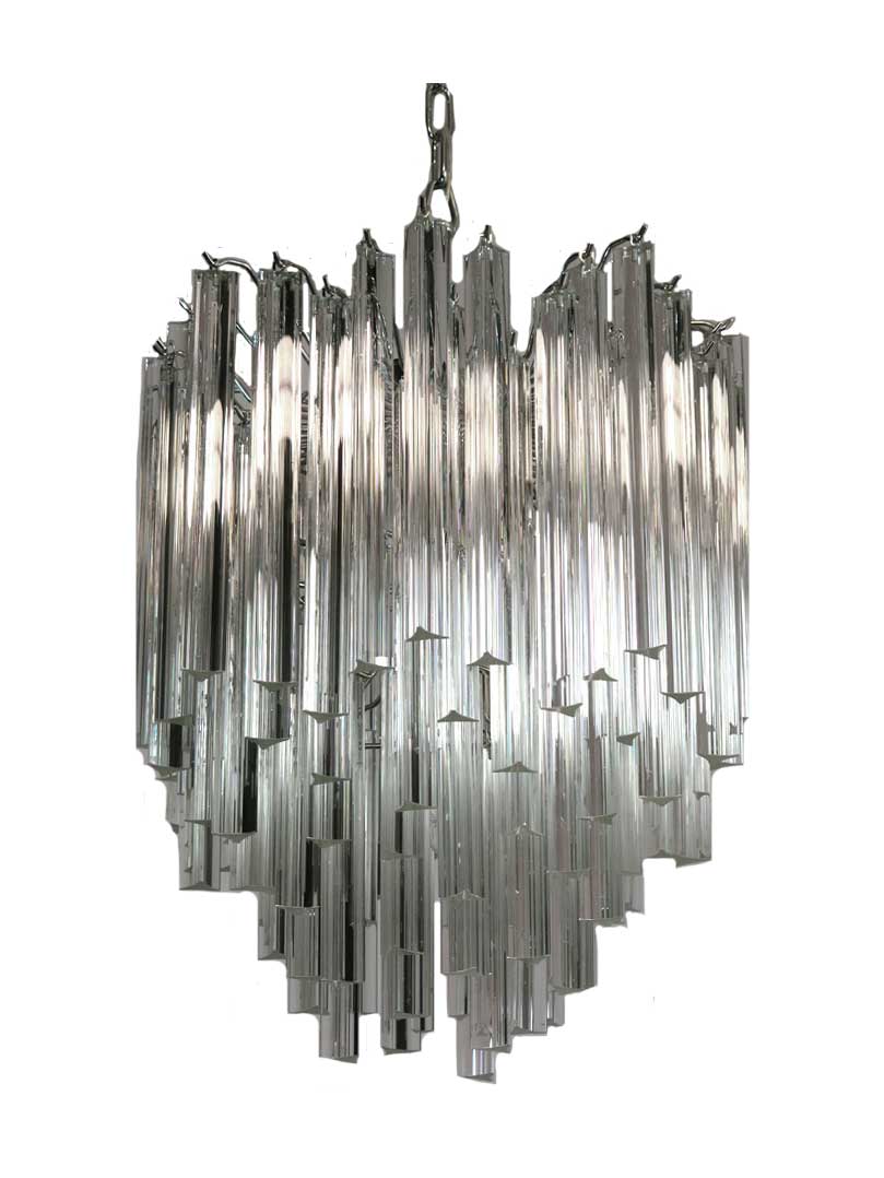 Murano Lysekrone  -  92 prismer  -  Klar Krom blank