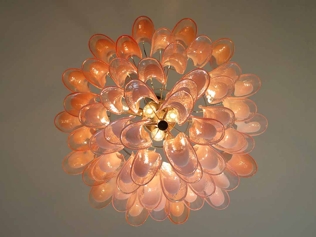 Murano chandelier - 53 petals - Pink