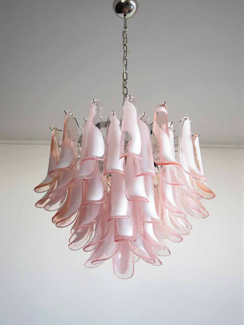 Murano chandelier - 53 petals - Pink