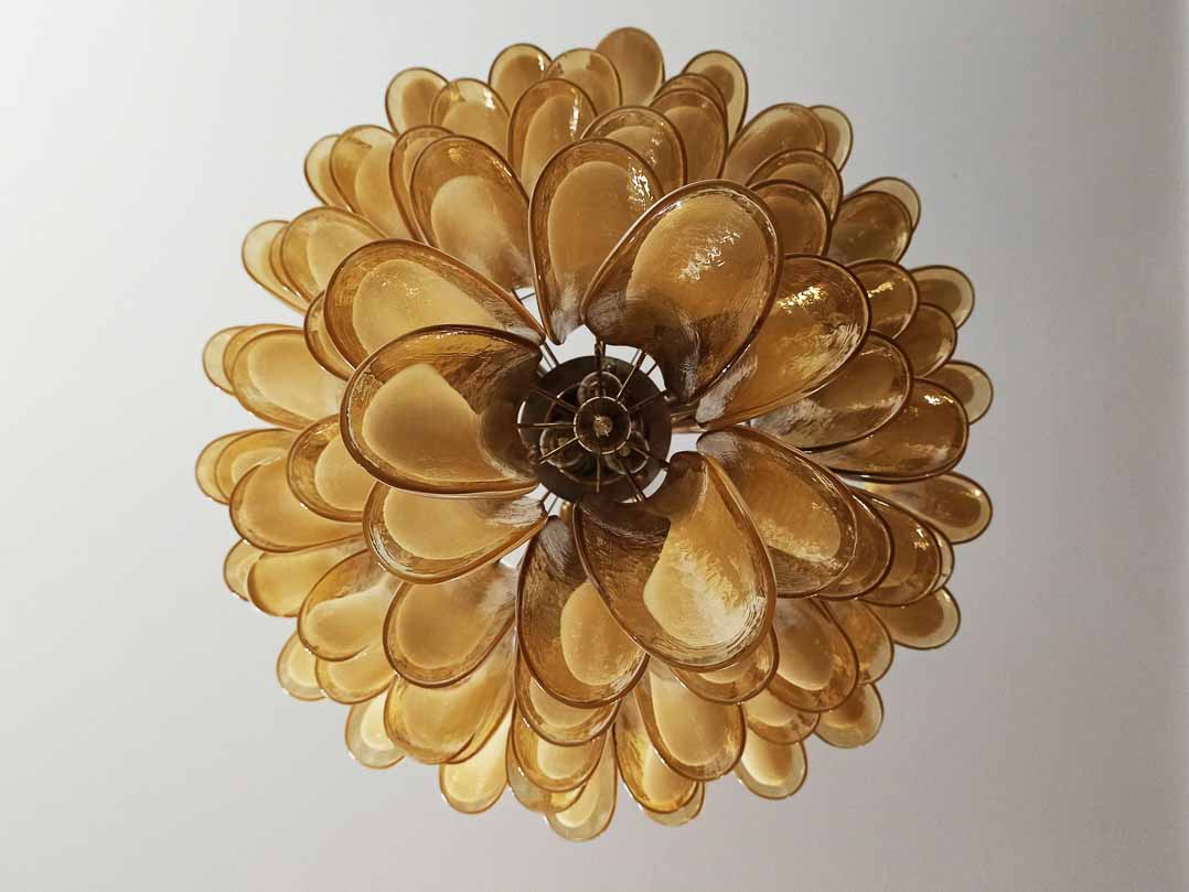Murano chandelier - 75 petals - Caramel