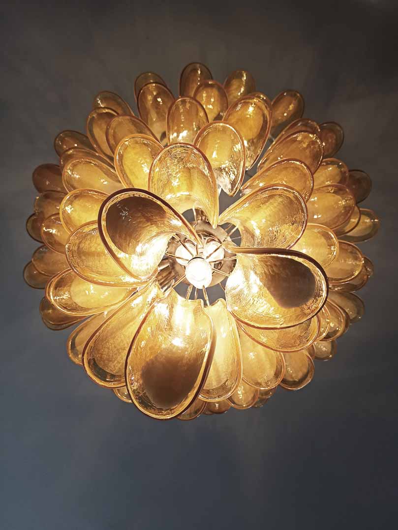 Murano chandelier - 75 petals - Caramel