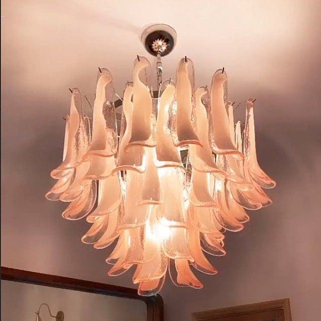 Murano chandelier - 53 petals - Pink