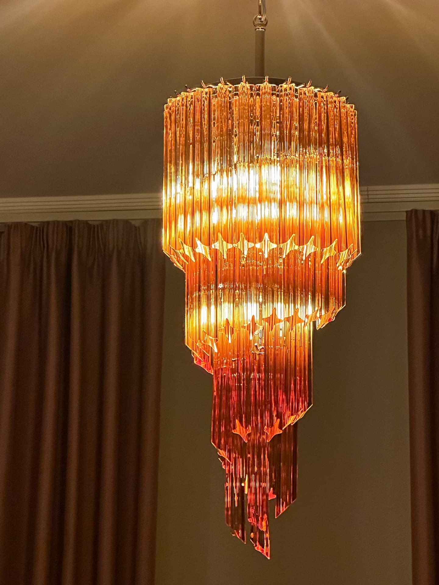 3631 - 54 amber prisms - Murano chandelier - Cherry Vintage Interior-3