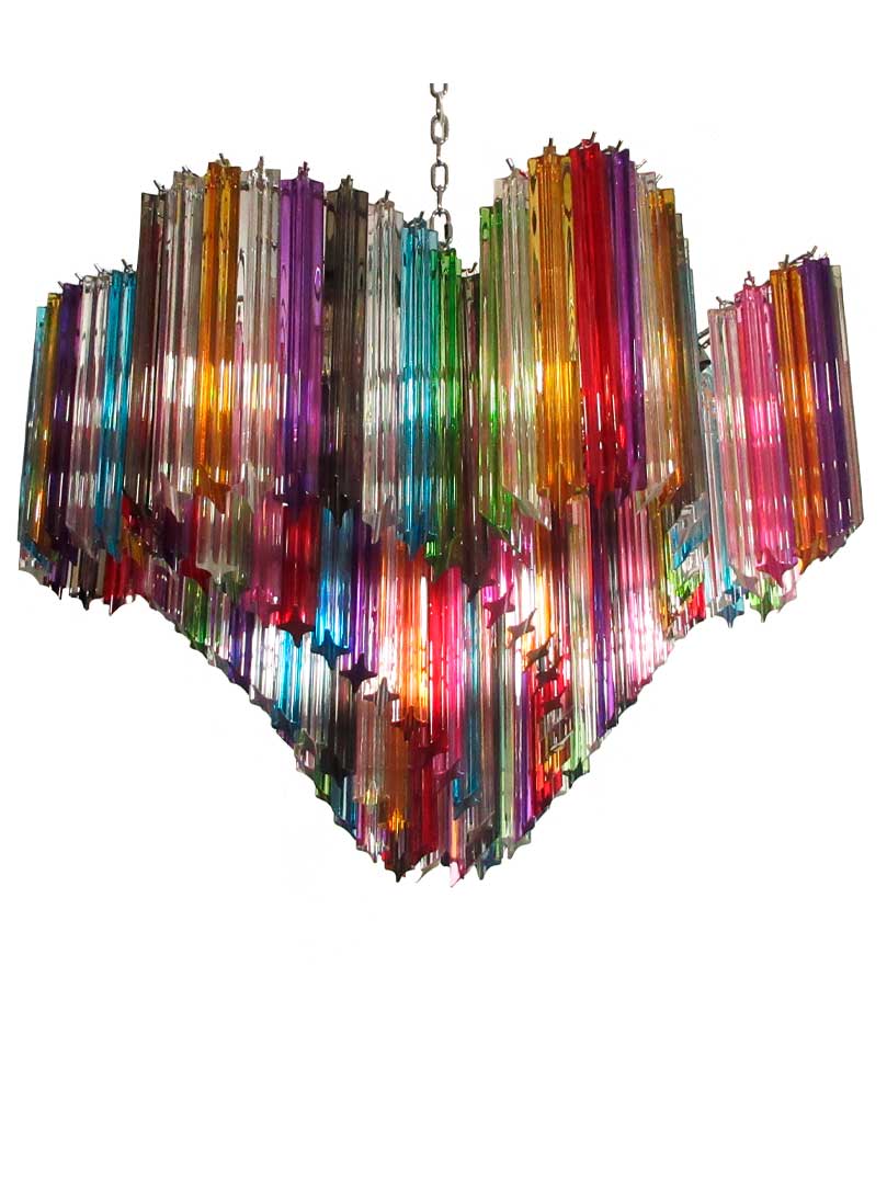 Murano ljuskrona – 200 prismer – Multi Krom patinerad