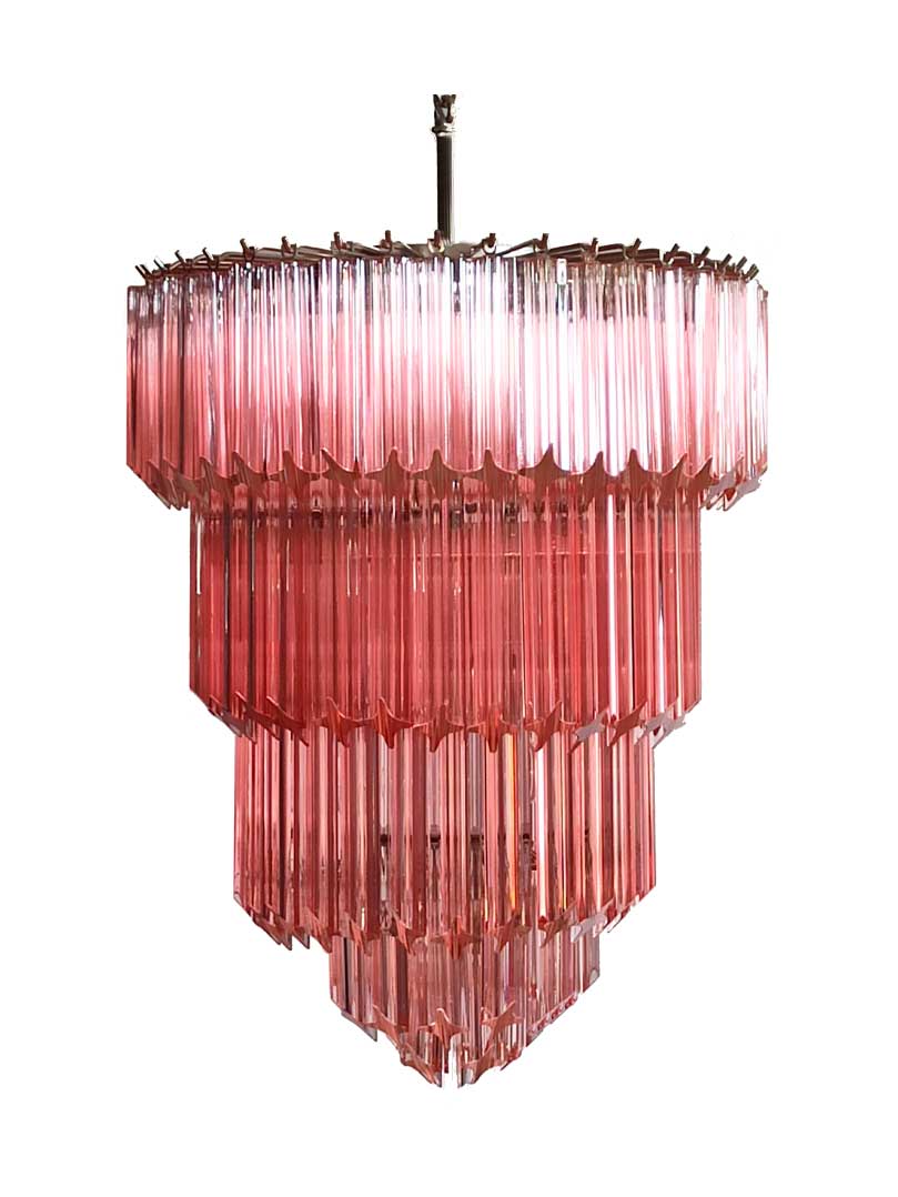 Murano Lysekrone - 112 prismer - Rosa Krom blank