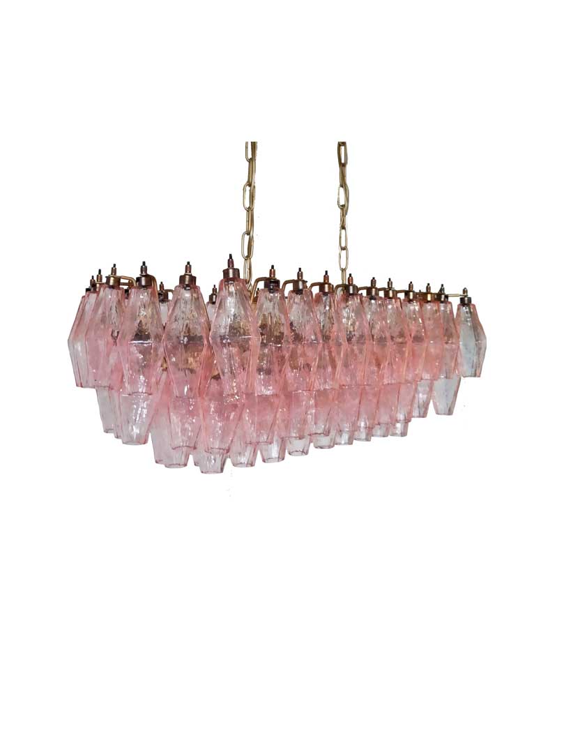 Murano-lysekrone – Poliedri – 84 glass – Rosa