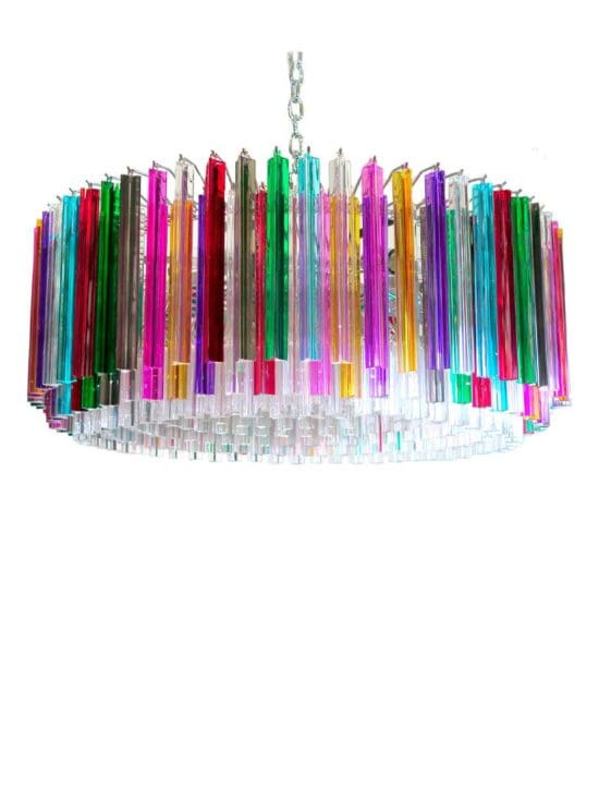 Murano chandelier - Triedri Round - 391 prisms - Multi/Transparent
