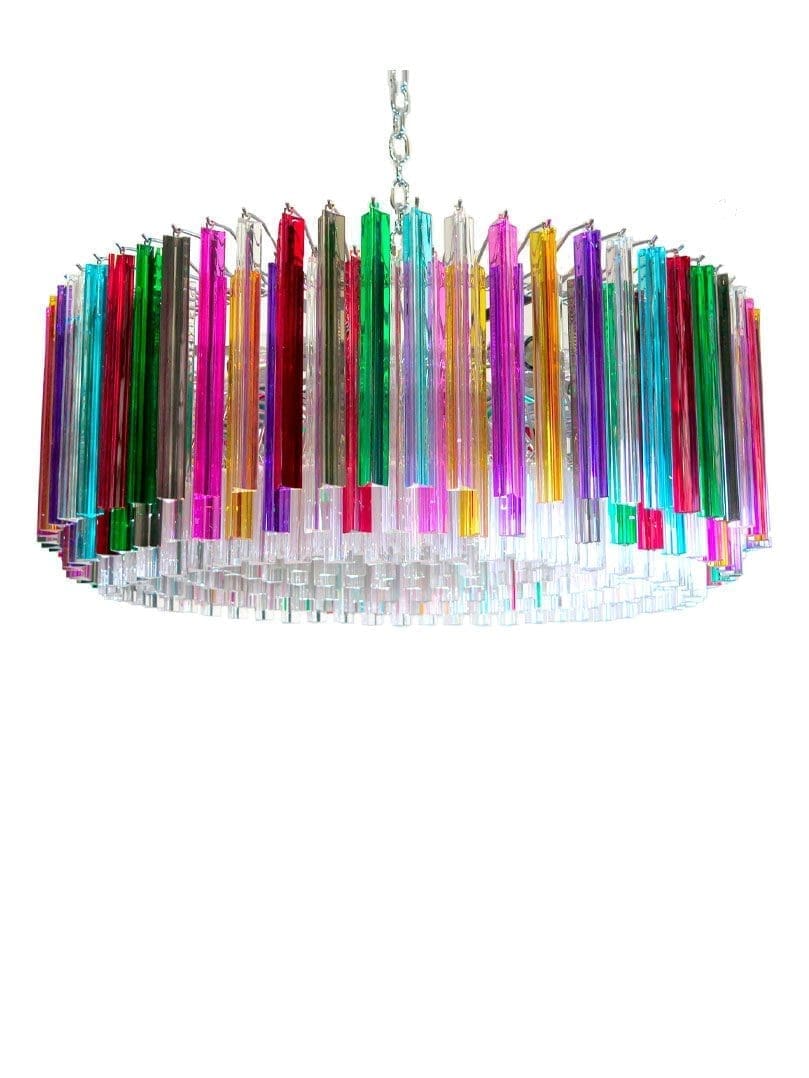 Murano Lysekrone  -  Triedri Rund  -  391 prismer  -  Multi/Klar Krom patineret