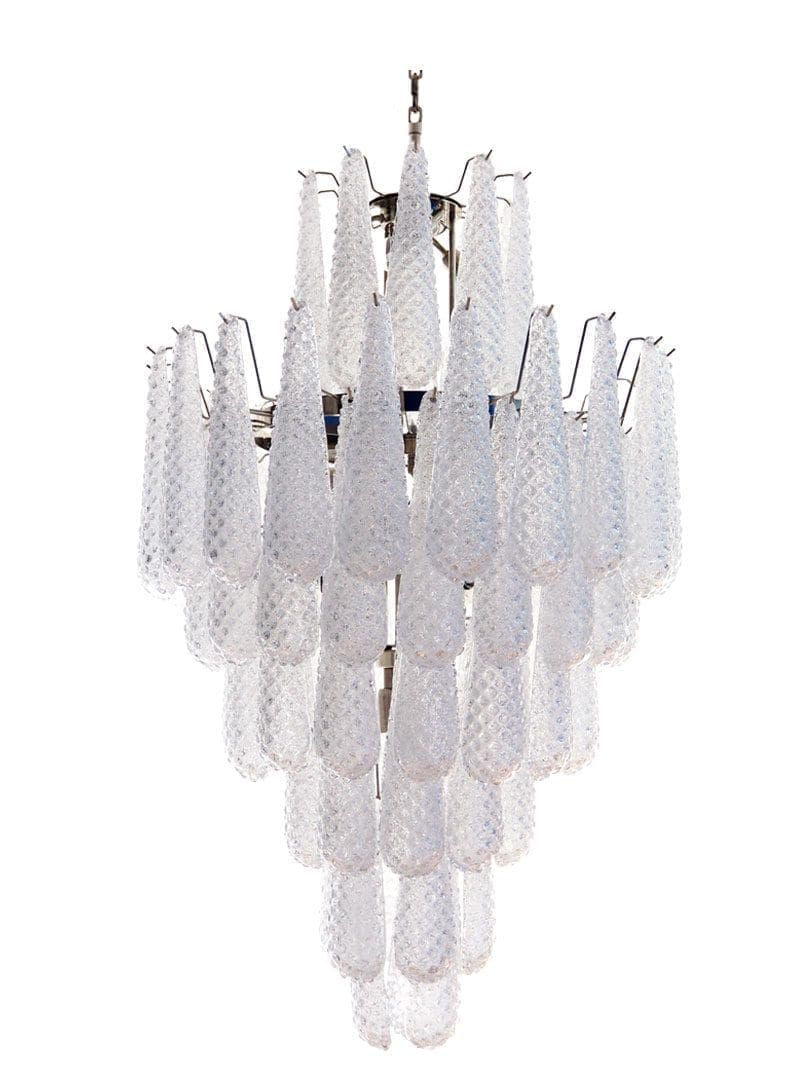 Murano Lysekrone - Kogle - 85 glasblade - Klar Krom blank