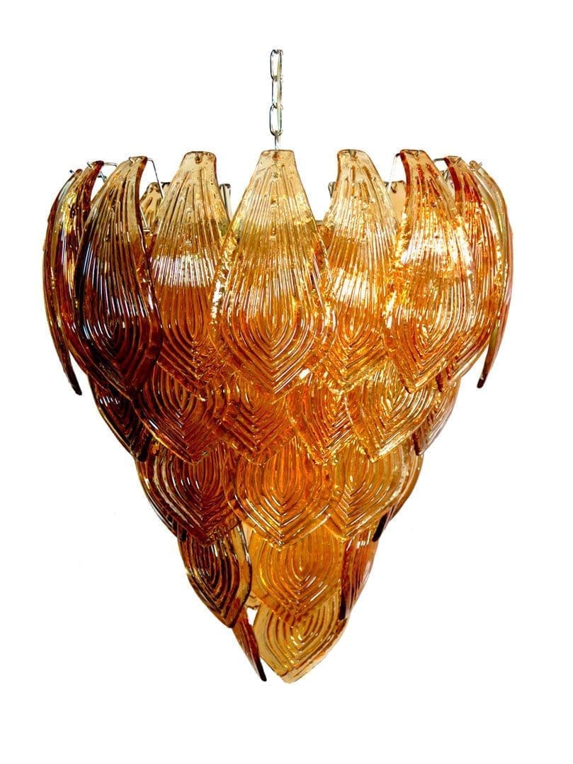 Murano Chandelier - 52 Felci glass leaves - Amber