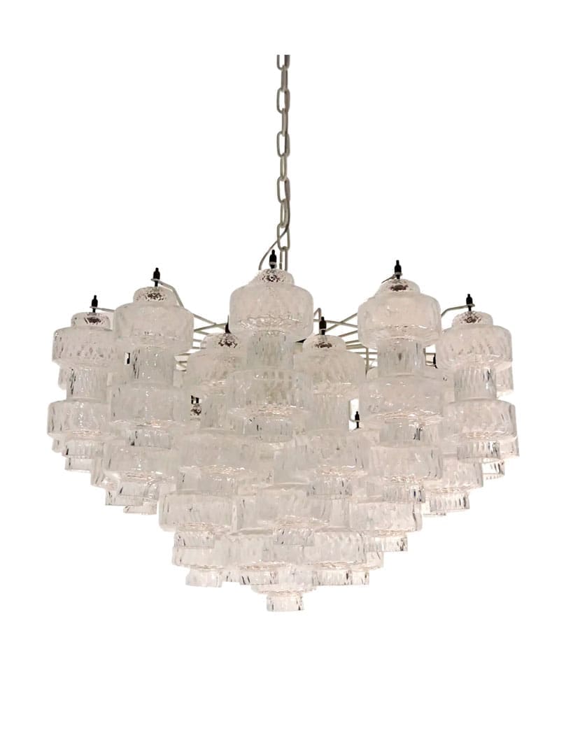 Murano lysekrone - 37 glas - Transparent Krom blank