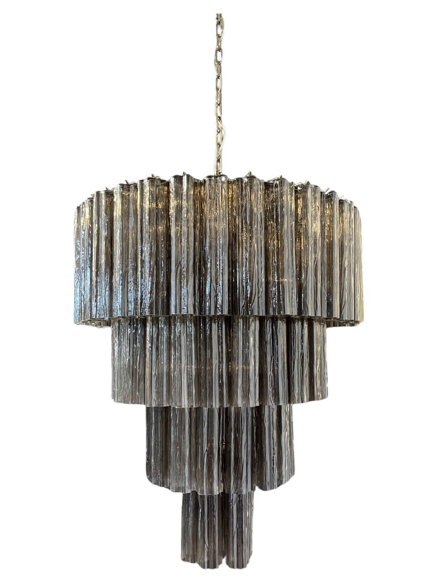 Murano Lysekrone - 78 tuber - Røgfarvet Krom blank