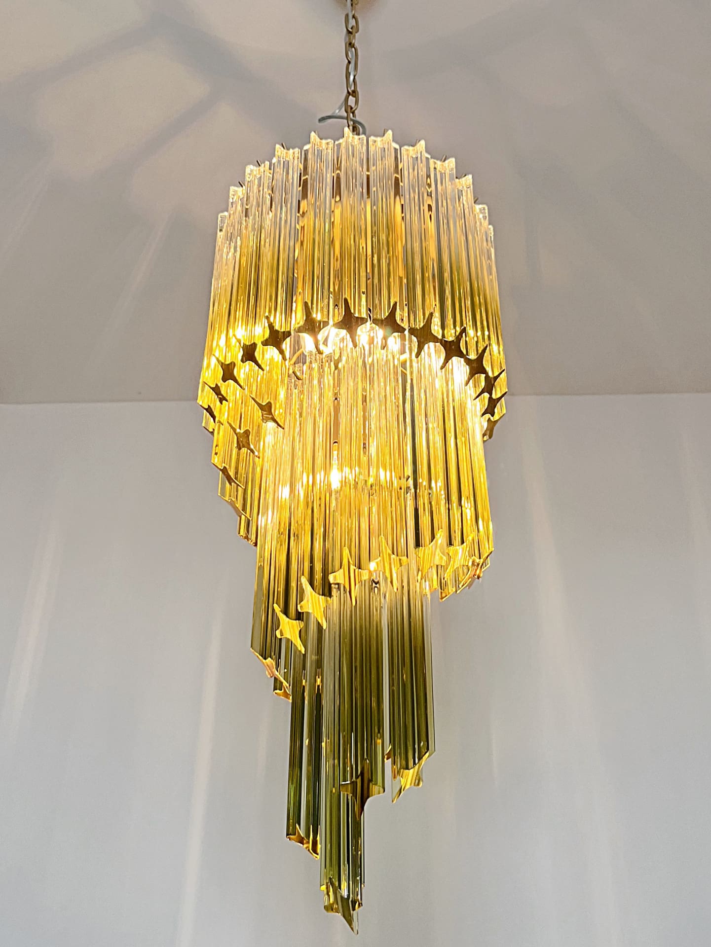 11620 - 54 green faded prisms Murano chandelier - Cherry Vintage Interior-1