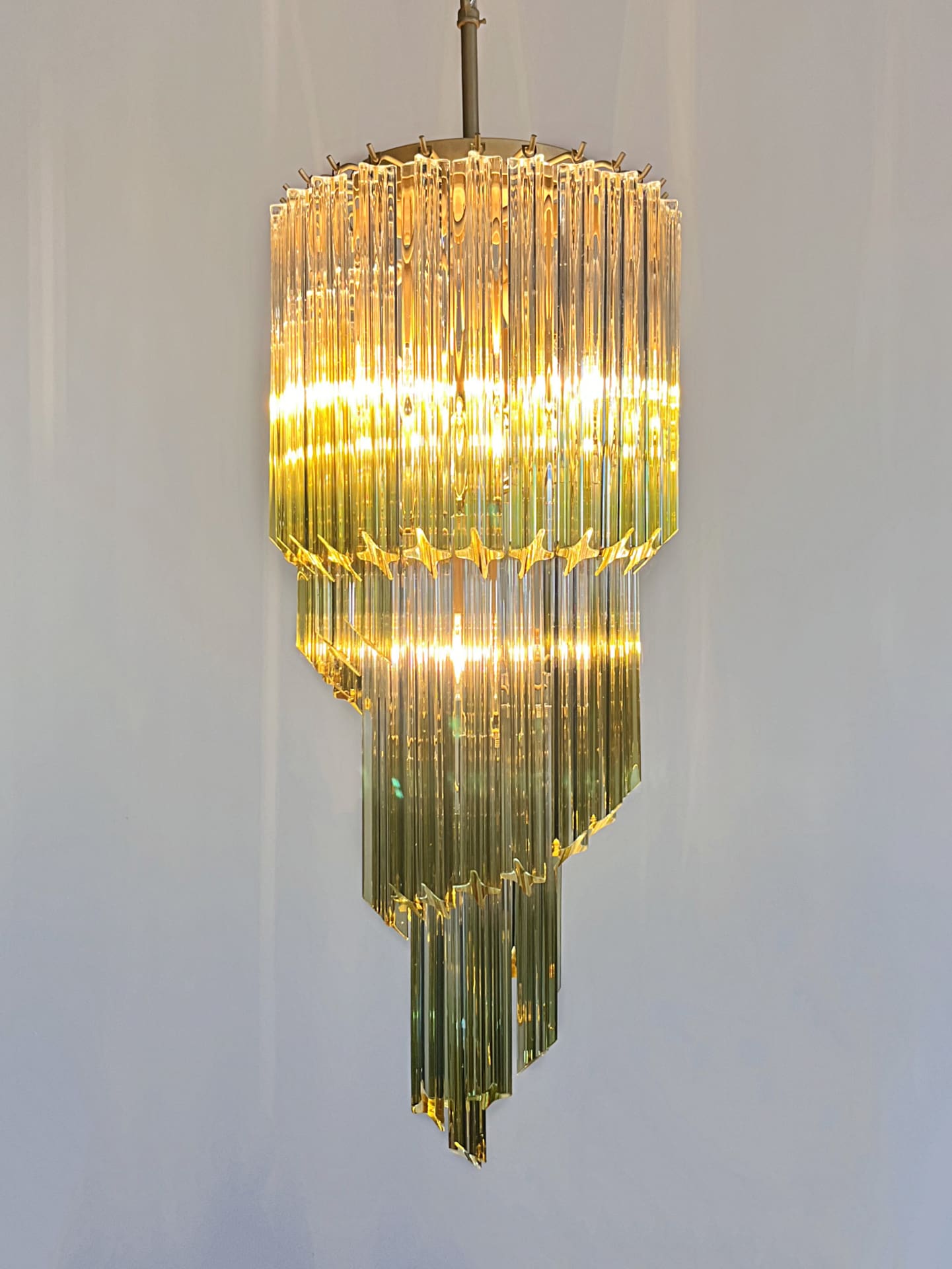 11620 - 54 green faded prisms Murano chandelier - Cherry Vintage Interior-1