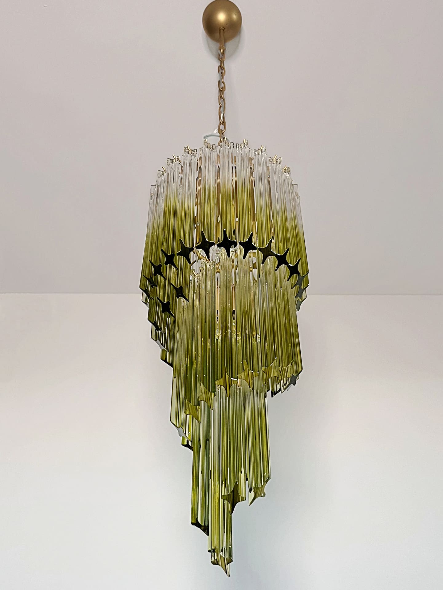 11620 - 54 green faded prisms Murano chandelier - Cherry Vintage Interior-1