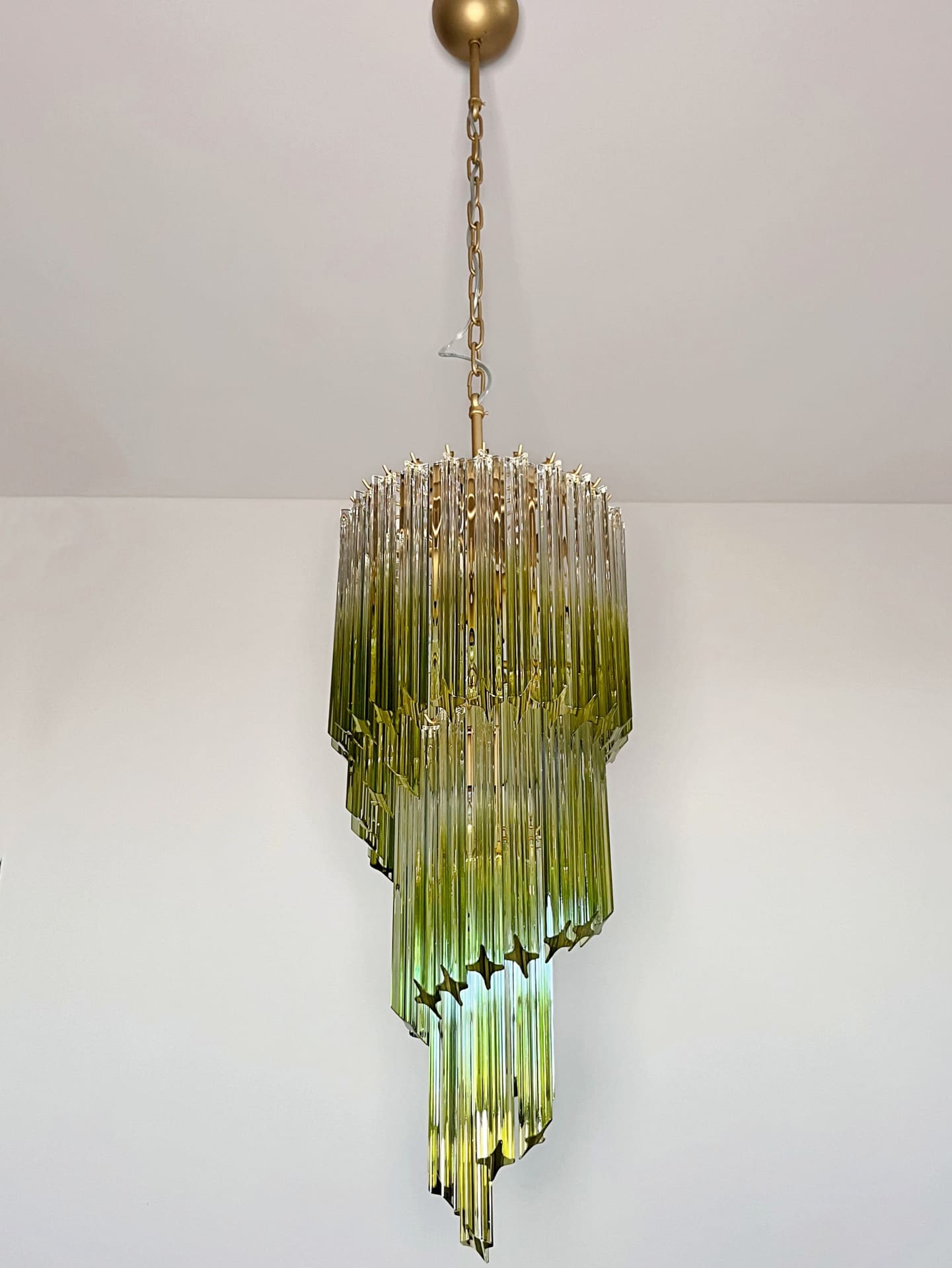 11620 - 54 green faded prisms Murano chandelier - Cherry Vintage Interior-1