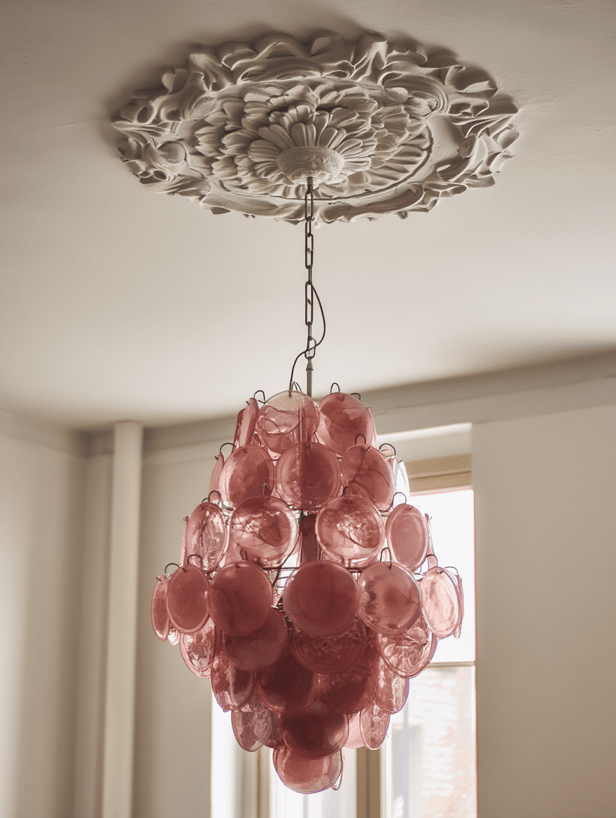 Murano lysekrone - 87 Disks - Pink alabaster Krom blank