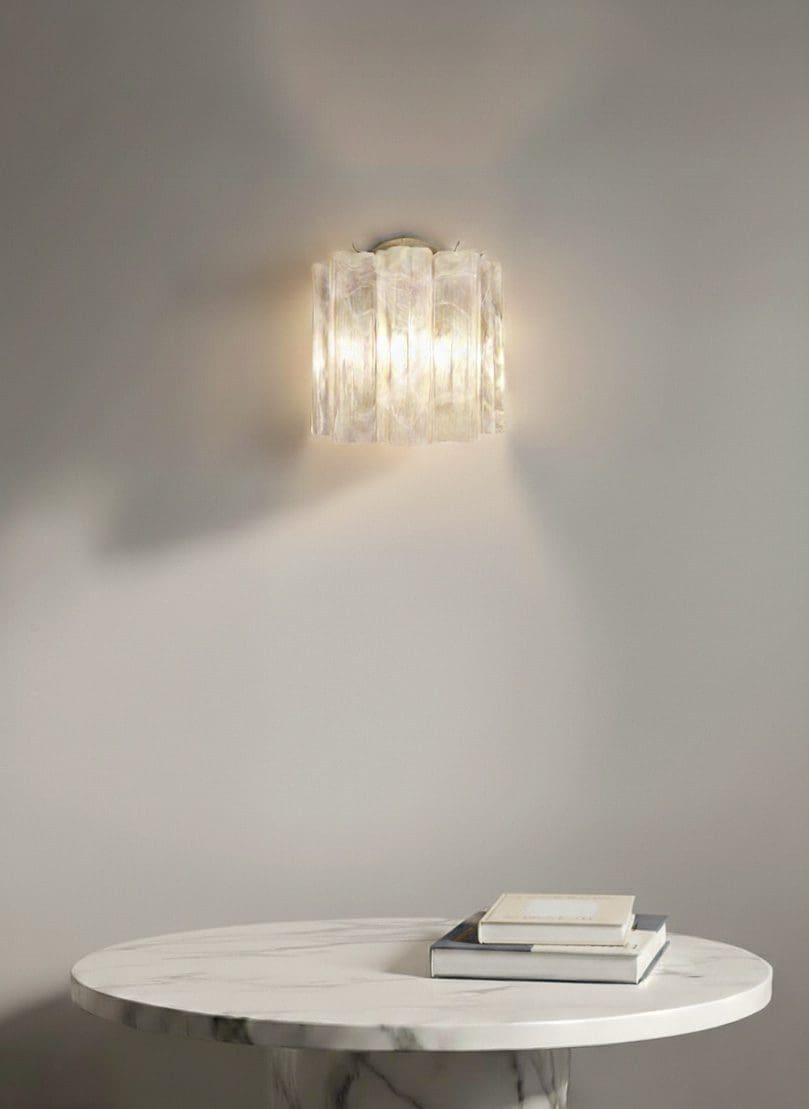 Murano - Væglampe - 5 Tuber - Hvid alabaster Krom blank