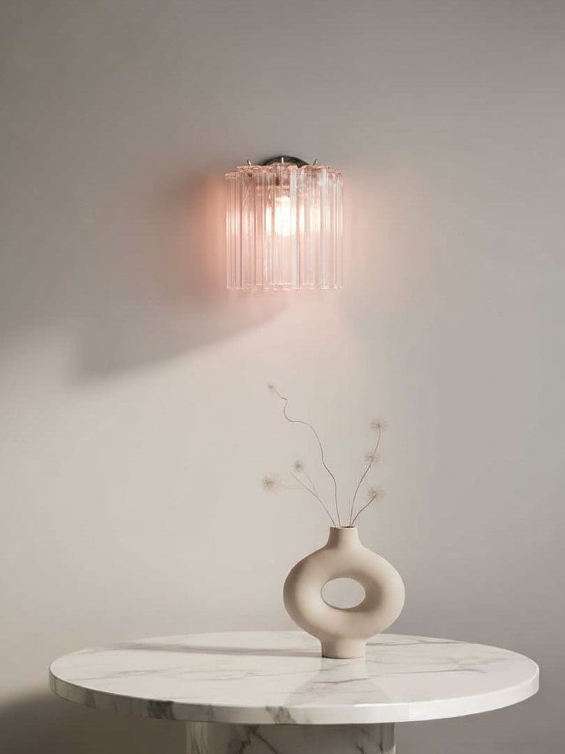 Murano - Væglampe - 5 Tuber - Rosa Krom blank